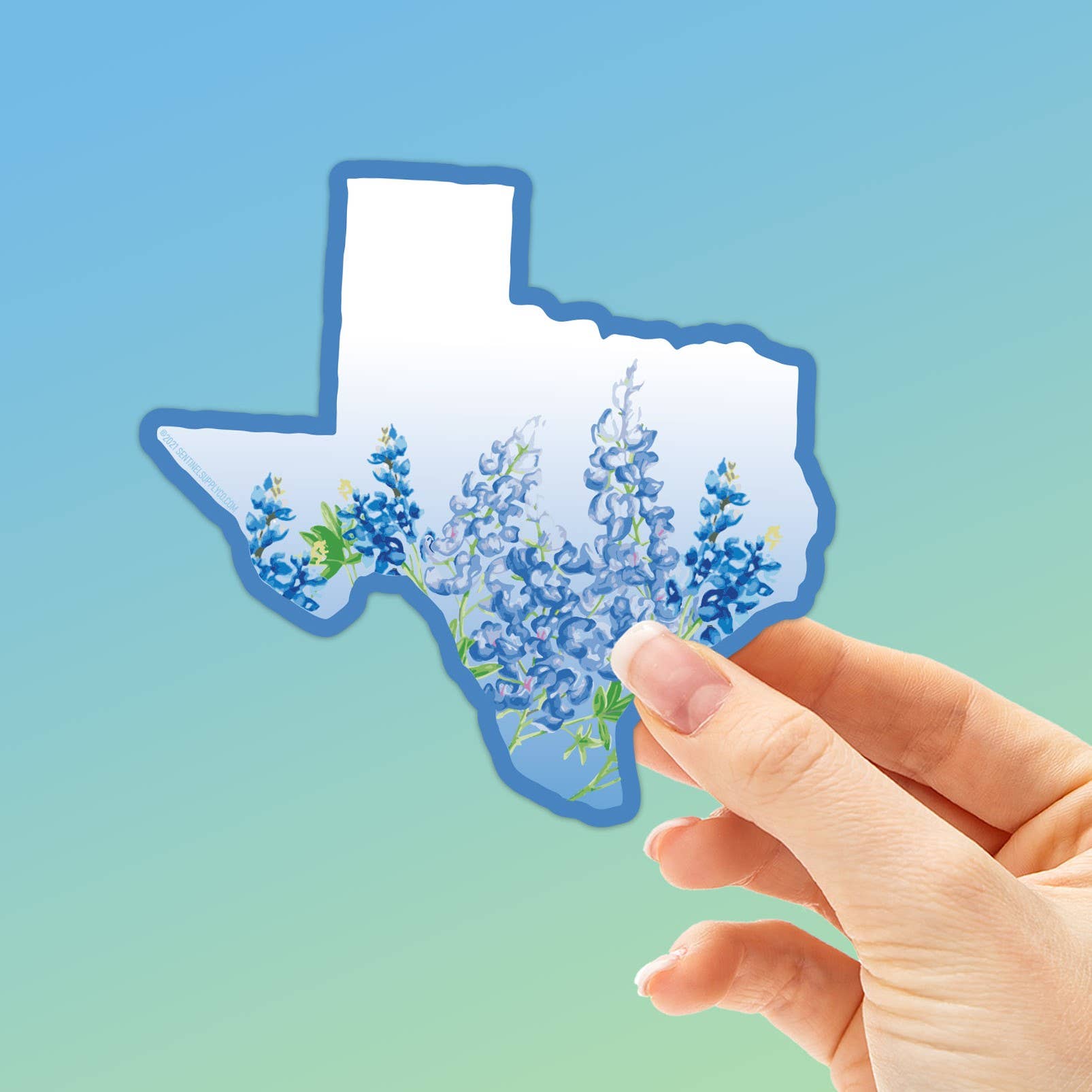 Sentinel Supply - Texas Bluebonnets Decal, Texas Bumper Sticker: Small - 3"