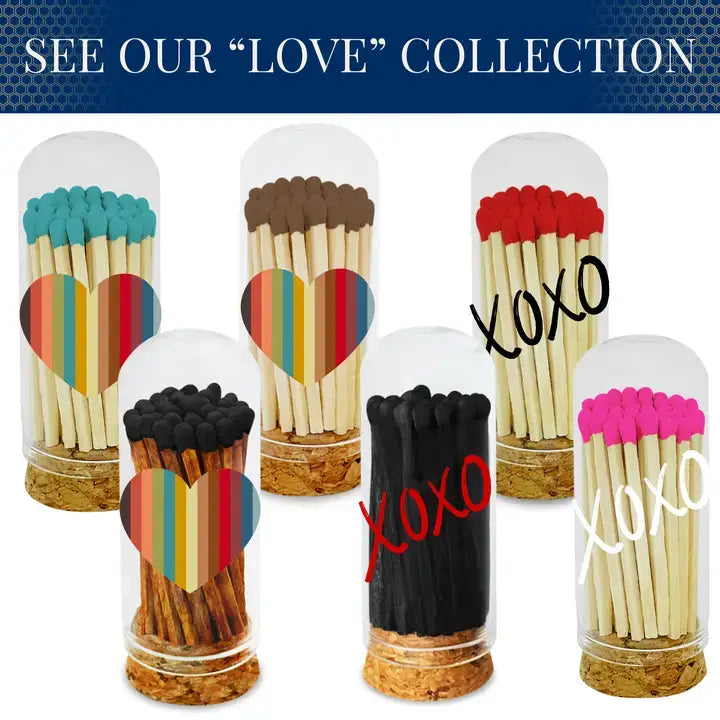 Thankful Greetings - 2” Matches in Mini Cloche - XOXO Black Design: Cherry Red