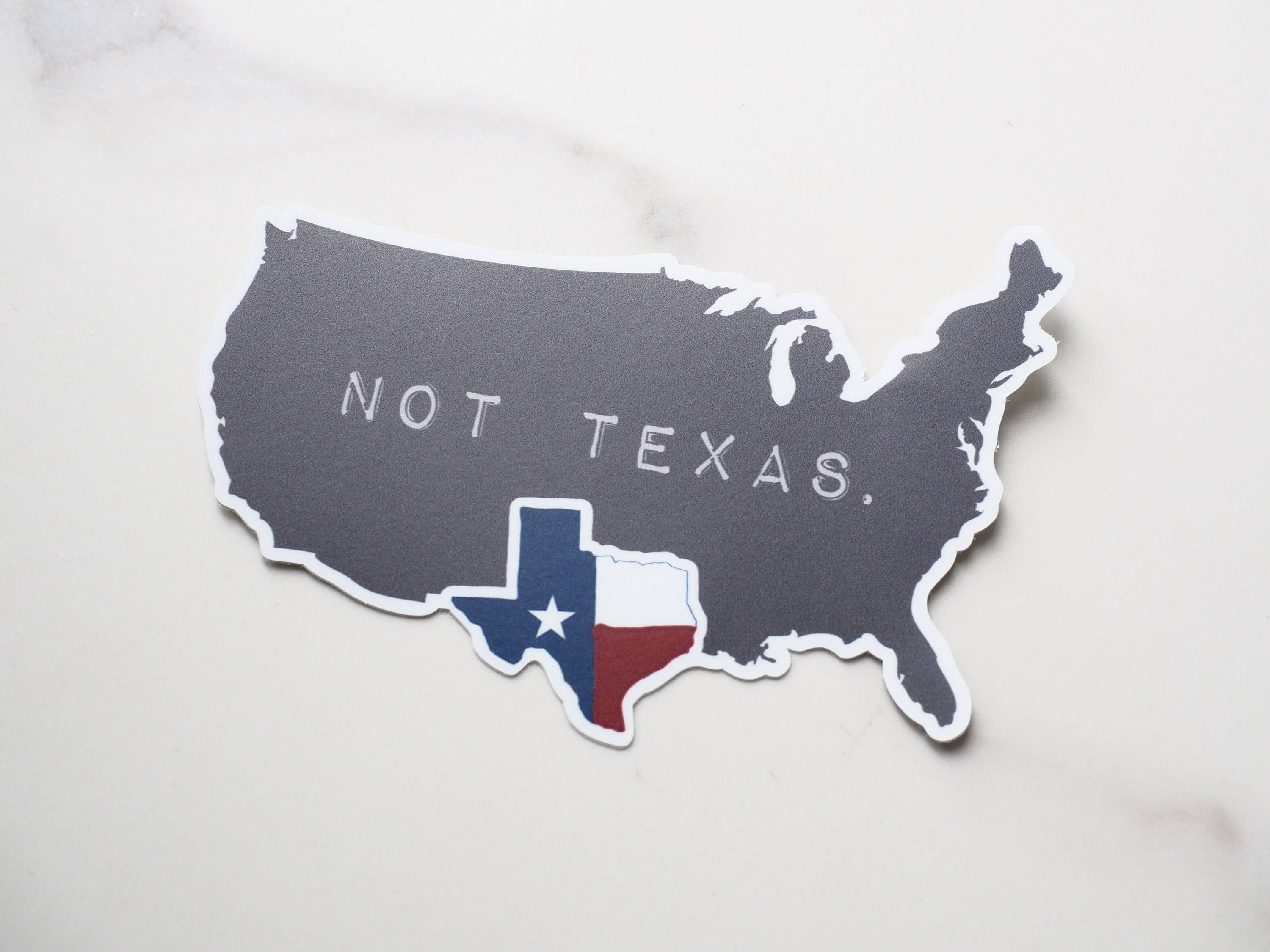 Sentinel Supply - Texas, Not Texas Sticker, Funny TX Decal: 2.75" Laptop Size