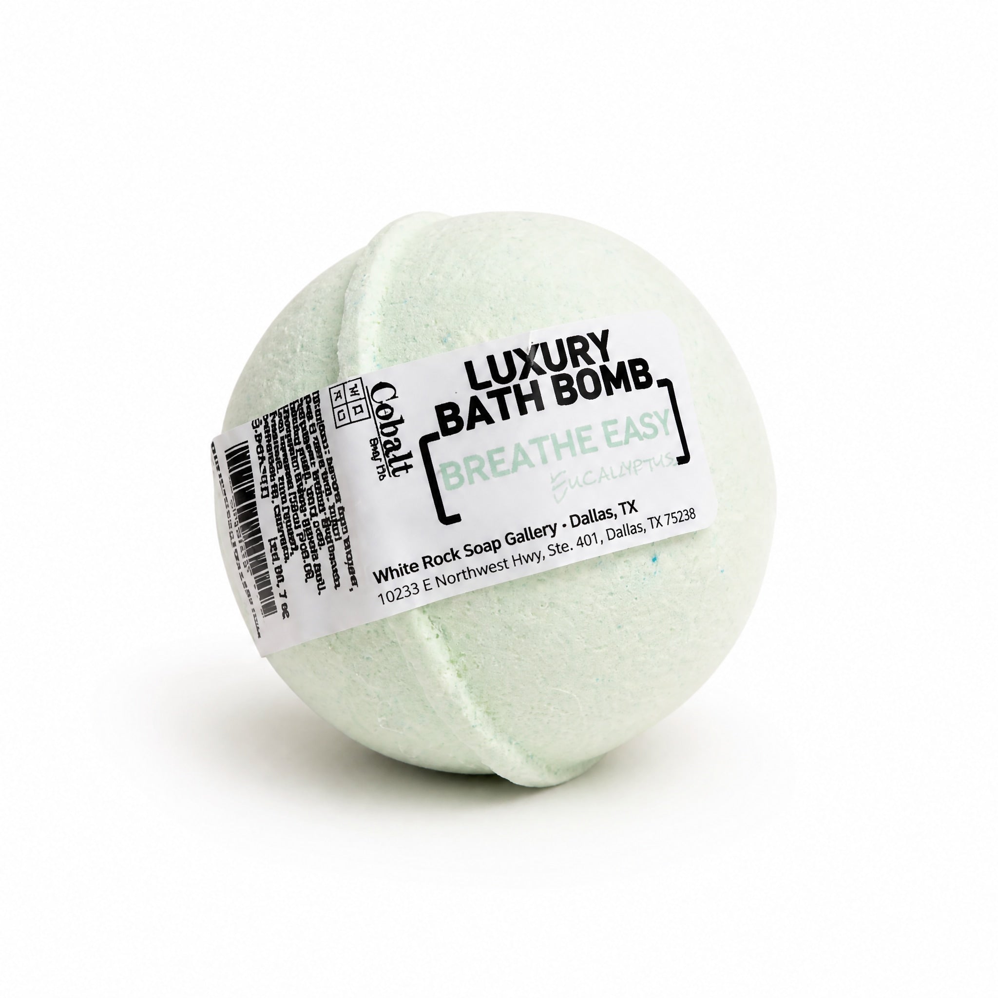 Luxury Eucalyptus Spa Bath Bomb by Cobalt Soap available from White Rock Soap Gallery in Dallas