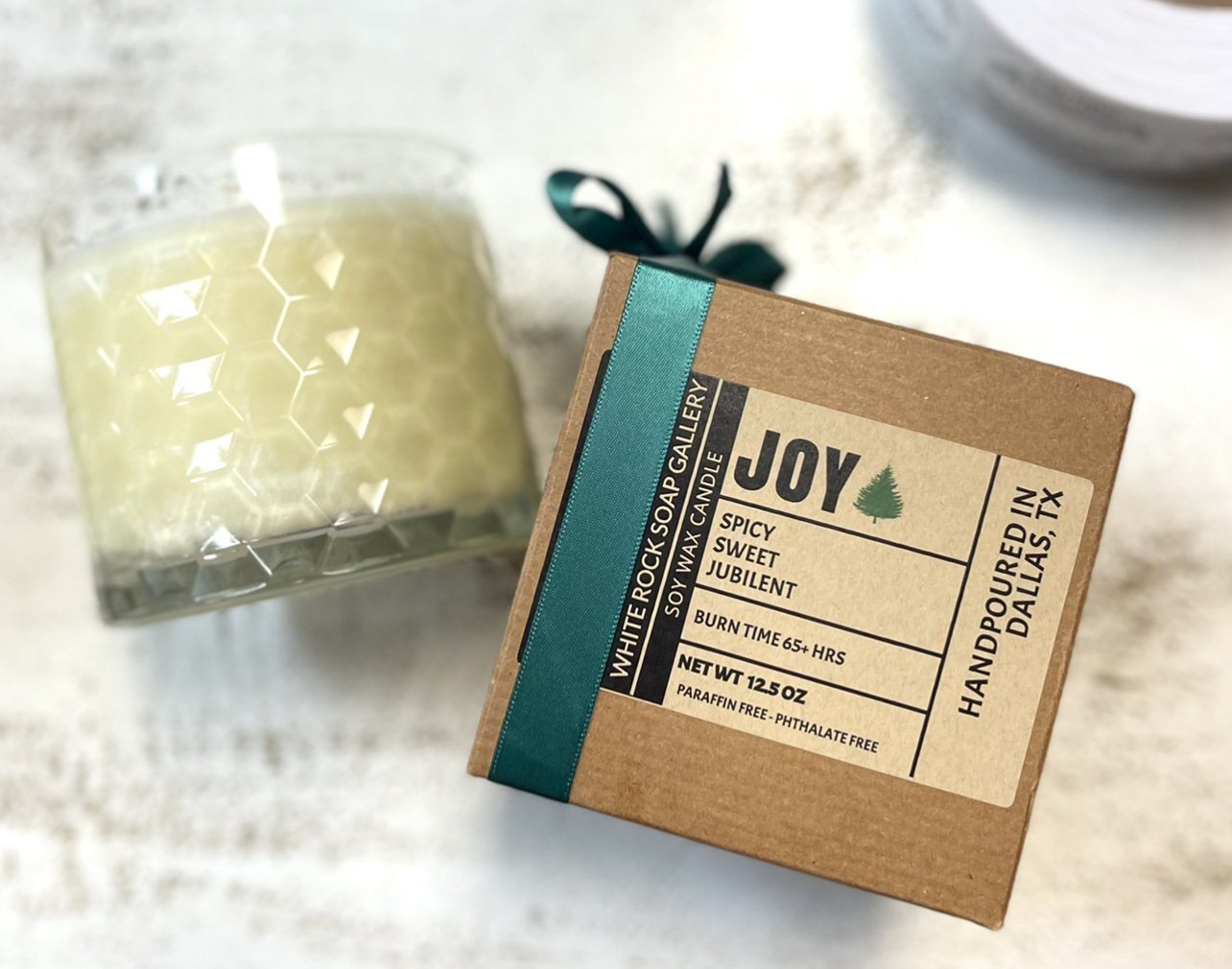 Vela de Cera de Soya Joy 18 oz Vidrio Facetado