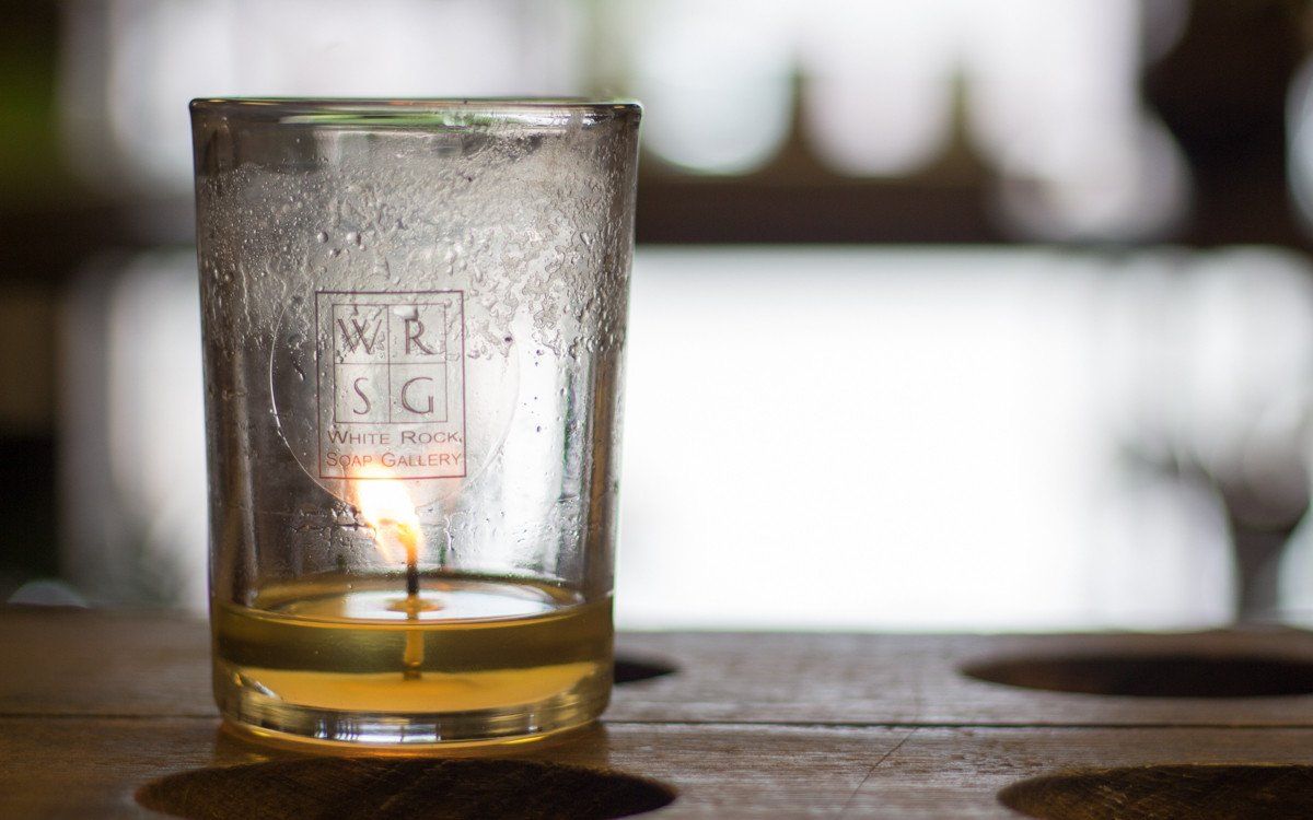 8 oz Glass Soy Wax Candle - White Rock Soap Gallery