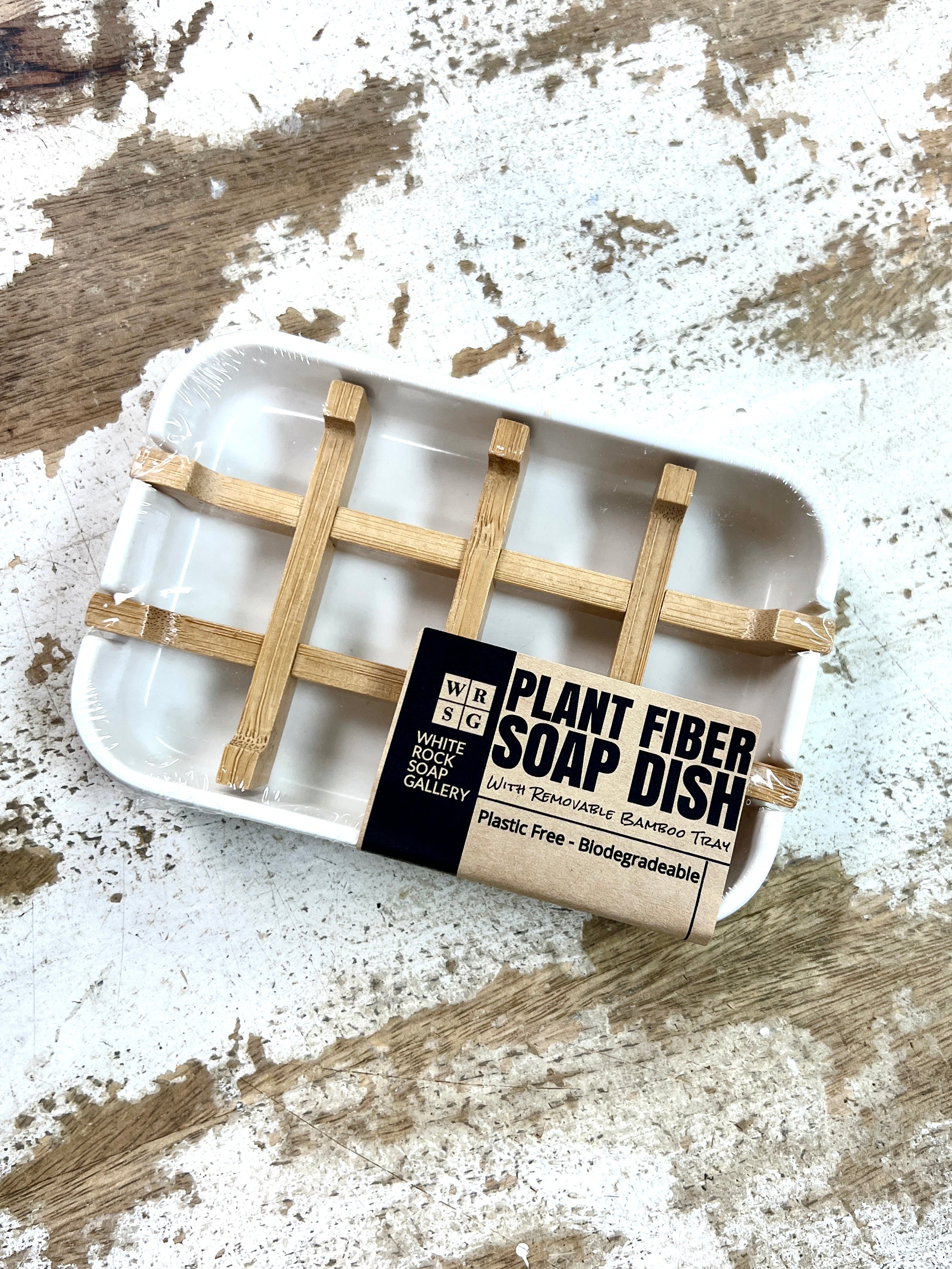 Plant Fiber Soap Dish with Removable Bamboo Tray