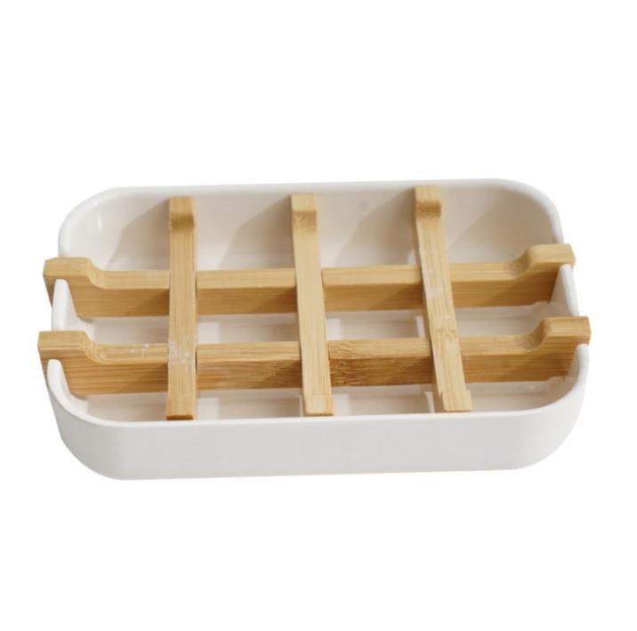 Plant Fiber Soap Dish with Removable Bamboo Tray